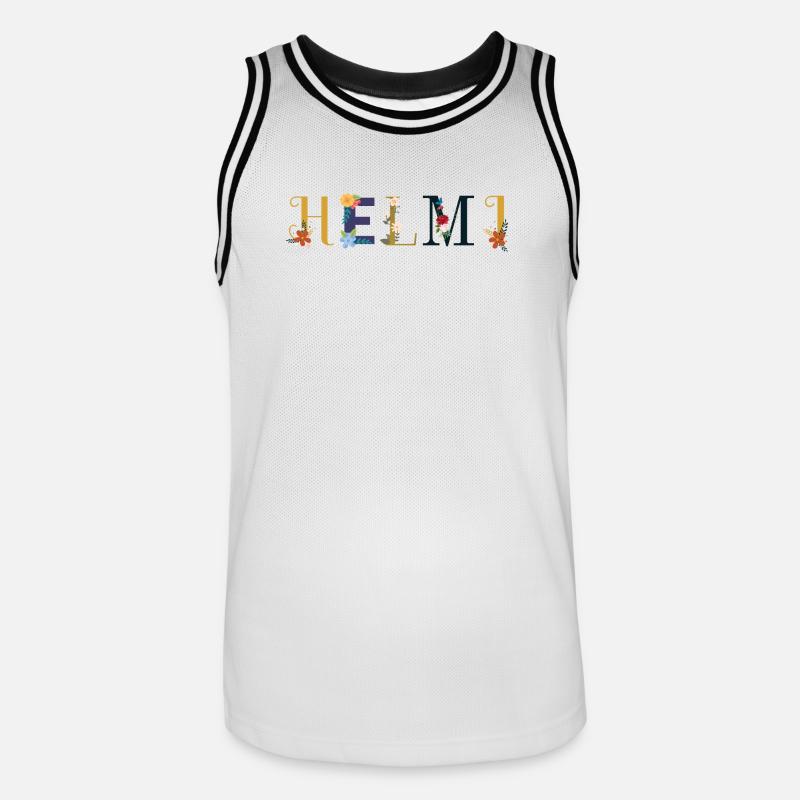 Le nom HELMI est fleuri - Maillot de basket Homme - blanc/noir