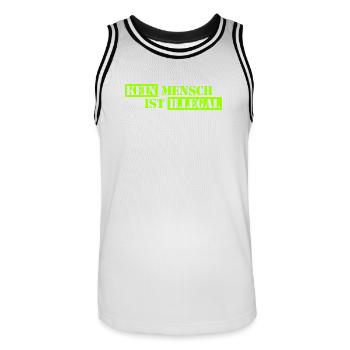 Kein Mensch ist illegal - Migration - Illegalität - Männer Basketball-Trikot - Weiß/Schwarz - Vorne - AI Model Male 185 dark (185cm)