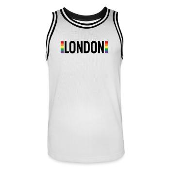 LONDON Urban Rainbow - Men's Basketball Jersey - white/black - Front - AI Model Male 185 dark (185cm)