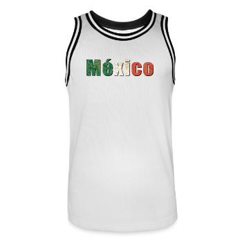 México - Männer Basketball-Trikot - Weiß/Schwarz - Vorne - AI Model Male 185 dark (185cm)
