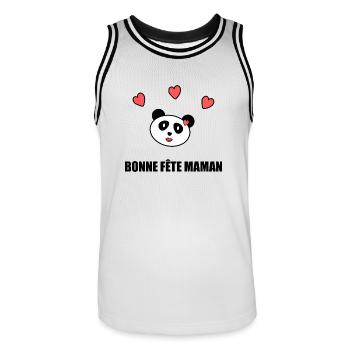 FÊTE DES MÈRES. BONNE FÊTE MAMAN. MAMAN - Maillot de basket Homme - blanc/noir - Devant - AI Model Male 185 dark (185cm)