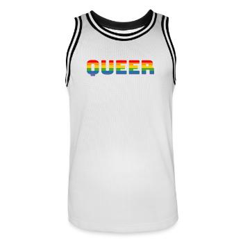 Rainbow queer LGBT CSD Chemise lgbtqi queer - Maillot de basket Homme - blanc/noir - Devant - AI Model Male 185 dark (185cm)