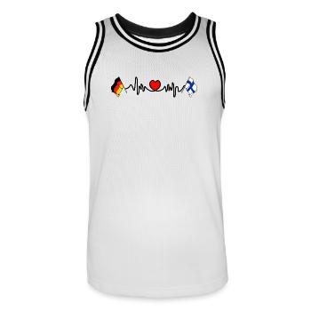 Cardio heart with Flag Germany and flag Finland - Men's Basketball Jersey - white/black - Front - AI Model Male 185 dark (185cm)