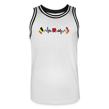 Cardio heart Flag Belgium and flag Liège - Men's Basketball Jersey - white/black - Front - AI Model Male 185 dark (185cm)