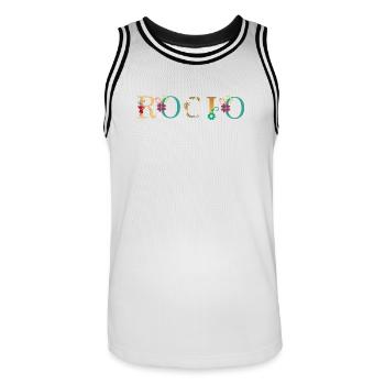 ROCIO name decorated with flowers - Men's Basketball Jersey - white/black - Front - AI Model Male 185 dark (185cm)