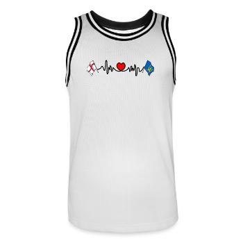 Suffolk & England Heartbeat - Men's Basketball Jersey - white/black - Front - AI Model Male 185 dark (185cm)