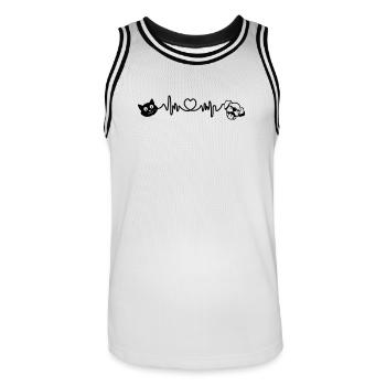 Cardio coup dur chien et chat animaux de compagnie - Maillot de basket Homme - blanc/noir - Devant - AI Model Male 185 dark (185cm)