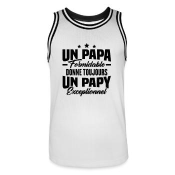Cadeau pour Grand-père, Un Papy Exceptionnel - Maillot de basket Homme - blanc/noir - Devant - AI Model Male 185 dark (185cm)