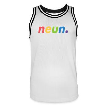 9. Geburtstag Geschenk 9 Jahre - Männer Basketball-Trikot - Weiß/Schwarz - Vorne - AI Model Male 185 dark (185cm)