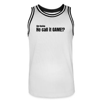 He call it GAME!? - Männer Basketball-Trikot - Weiß/Schwarz - Vorne - AI Model Male 185 dark (185cm)