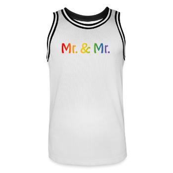 Rainbow Mr and Mr 1 LGBT lgbtqi queer gay - Maillot de basket Homme - blanc/noir - Devant - AI Model Male 185 dark (185cm)