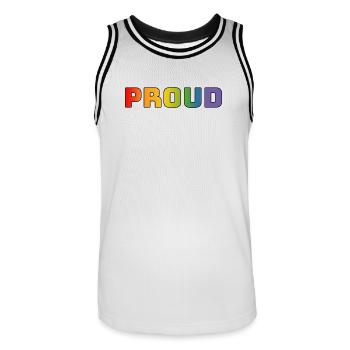 Regenbogen proud schwarz - Männer Basketball-Trikot - Weiß/Schwarz - Vorne - AI Model Male 185 dark (185cm)