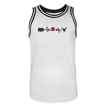 Herzfrequenz Cardio Widder Steinbock - Männer Basketball-Trikot - Weiß/Schwarz - Vorne - AI Model Male 185 dark (185cm)