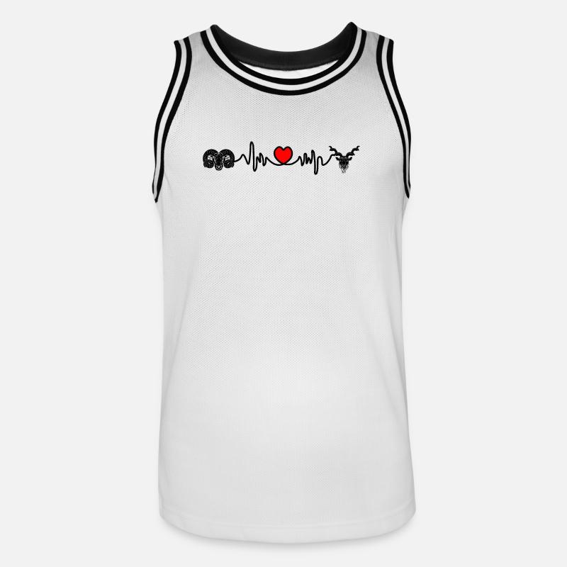 Herzfrequenz Cardio Widder Steinbock - Männer Basketball-Trikot - Weiß/Schwarz