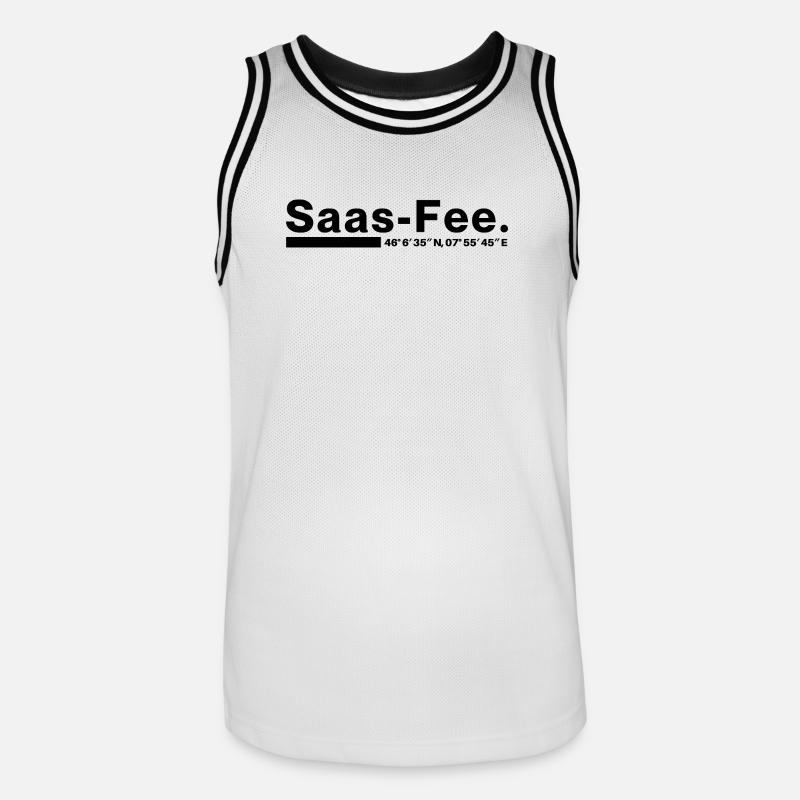Coordonnées Saas-Fee Valais, Suisse - Maillot de basket Homme - blanc/noir