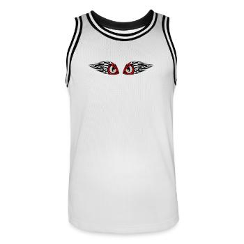 tribal eyes - Maillot de basket Homme - blanc/noir - Devant - AI Model Male 185 dark (185cm)