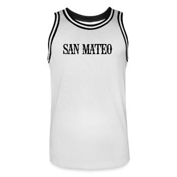 San Mateo - Männer Basketball-Trikot - Weiß/Schwarz - Vorne - AI Model Male 185 dark (185cm)