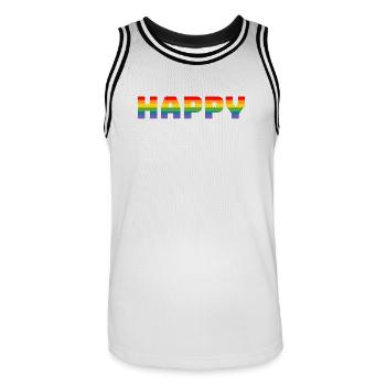 T-shirt arc-en-ciel Pride Happy | LGBT lgbtqi queer - Maillot de basket Homme - blanc/noir - Devant - AI Model Male 185 dark (185cm)