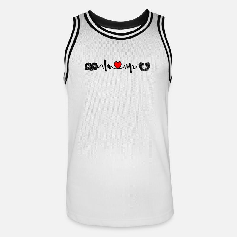 Herzfrequenz Cardio Widder Zwillinge - Männer Basketball-Trikot - Weiß/Schwarz
