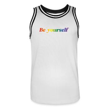 LGBT Pride Month - Be yourself - Men's Basketball Jersey - white/black - Front - AI Model Male 185 dark (185cm)