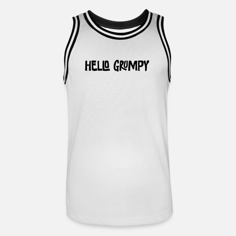 Hello Grumpy Funny Minimal Saying - Men's Basketball Jersey - white/black