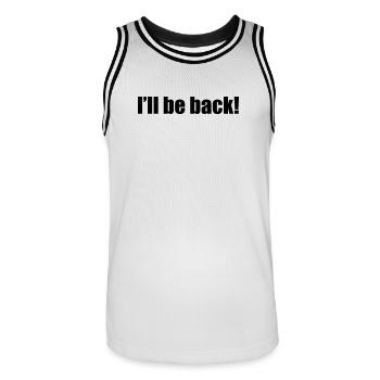I'll be back | zurück | Arnold - Maillot de basket Homme - blanc/noir - Devant - AI Model Male 185 dark (185cm)