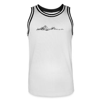 Heartbeat mountain bike - Men's Basketball Jersey - white/black - Front - AI Model Male 185 dark (185cm)