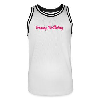 HAPPY BIRTHDAY. ANNIVERSAIRE. - Maillot de basket Homme - blanc/noir - Devant - AI Model Male 185 dark (185cm)