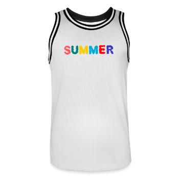 MISTRESS. MASTER. TEACHER. SCHOOL - Men's Basketball Jersey - white/black - Front - AI Model Male 185 dark (185cm)