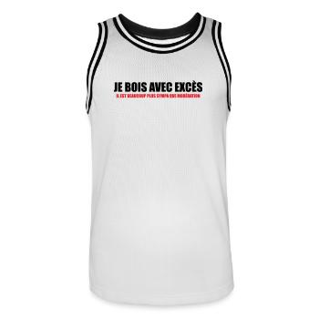 Je bois avec Excès plus sympa que Modération - Maillot de basket Homme - blanc/noir - Devant - AI Model Male 185 dark (185cm)