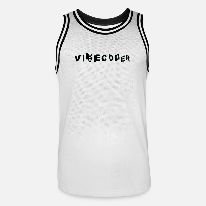 VibeCoder Glitch Neon - Men's Basketball Jersey - white/black
