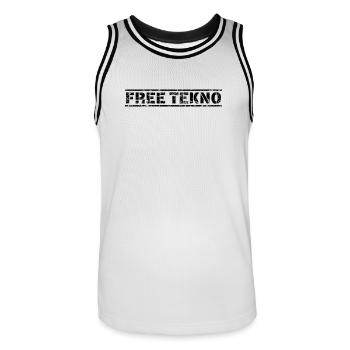 Free Tekno - Männer Basketball-Trikot - Weiß/Schwarz - Vorne - AI Model Male 185 dark (185cm)