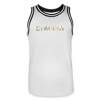 Le nom de CLAUDIA est fleuri - Maillot de basket Homme - blanc/noir - Devant - AI Model Male 185 dark (185cm)