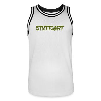 Stuttgart - Baden-Württemberg - Neckar Killesberg - Männer Basketball-Trikot - Weiß/Schwarz - Vorne - AI Model Male 185 dark (185cm)