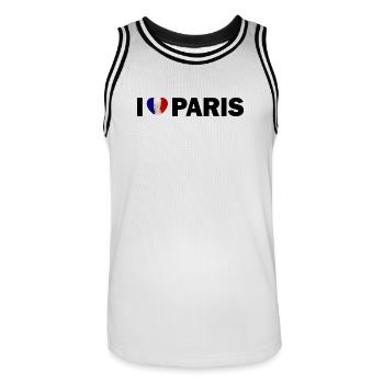 J’adore Paris, France - Maillot de basket Homme - blanc/noir - Devant - AI Model Male 185 dark (185cm)