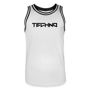 Techno - Männer Basketball-Trikot - Weiß/Schwarz - Vorne - AI Model Male 185 dark (185cm)