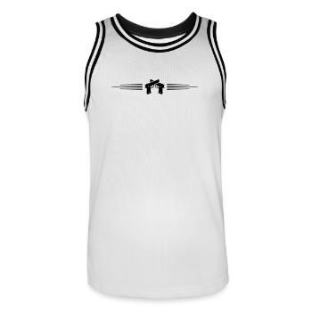Pistol Symbol Line - Men's Basketball Jersey - white/black - Front - AI Model Male 185 dark (185cm)