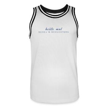 Heute mal scheu & schüchtern - Männer Basketball-Trikot - Weiß/Schwarz - Vorne - AI Model Male 185 dark (185cm)