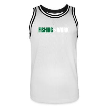 Fishing Greater Than Work – Angeln Design - Men's Basketball Jersey - white/black - Front - AI Model Male 185 dark (185cm)