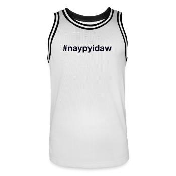 Naypyidaw, Myanmar - Men's Basketball Jersey - white/black - Front - AI Model Male 185 dark (185cm)