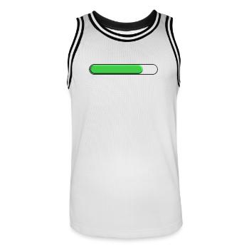 Durchschnittliche Spurweite Grün (drei Viertel) - Männer Basketball-Trikot - Weiß/Schwarz - Vorne - AI Model Male 185 dark (185cm)