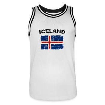 Iceland Flag - Island Flagge - Ísland - Männer Basketball-Trikot - Weiß/Schwarz - Vorne - AI Model Male 185 dark (185cm)