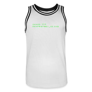 chmod 777 proprietary_os.exe - Humor Geek Tshirt - Men's Basketball Jersey - white/black - Front - AI Model Male 185 dark (185cm)