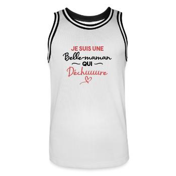 Je suis une belle maman qui déchire - Maillot de basket Homme - blanc/noir - Devant - AI Model Male 185 dark (185cm)