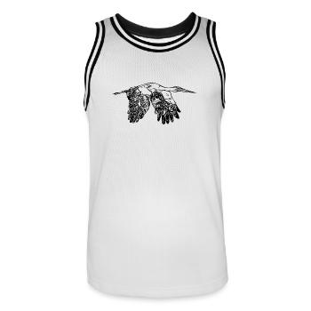 Fliegender vintage Storch im Flug - Männer Basketball-Trikot - Weiß/Schwarz - Vorne - AI Model Male 185 dark (185cm)