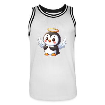 Cute Penguin Angel with Wings and Halo - Men's Basketball Jersey - white/black - Front - AI Model Male 185 dark (185cm)
