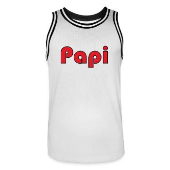 PAPY. FÊTE DES PÈRES. BONNE FÊTE PAPY. JE T'AIME. - Maillot de basket Homme - blanc/noir - Devant - AI Model Male 185 dark (185cm)