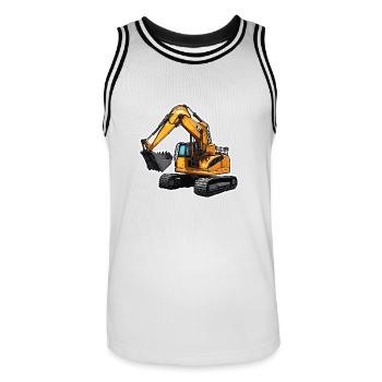 Pelle / chantier / machine / creuser / pelle - Maillot de basket Homme - blanc/noir - Devant - AI Model Male 185 dark (185cm)