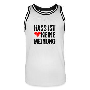 Hass ist keine Meinung - Männer Basketball-Trikot - Weiß/Schwarz - Vorne - AI Model Male 185 dark (185cm)