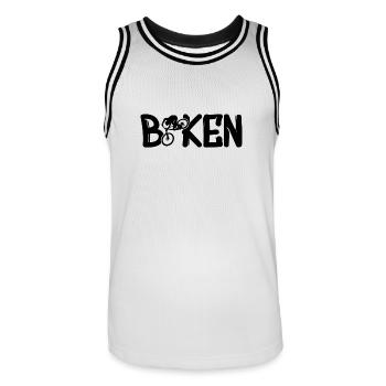 Biken - Männer Basketball-Trikot - Weiß/Schwarz - Vorne - AI Model Male 185 dark (185cm)